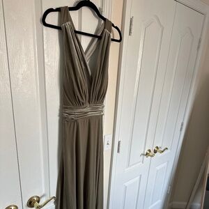Revelry Dylan Velvet Silver Sage Bridesmaid Dress